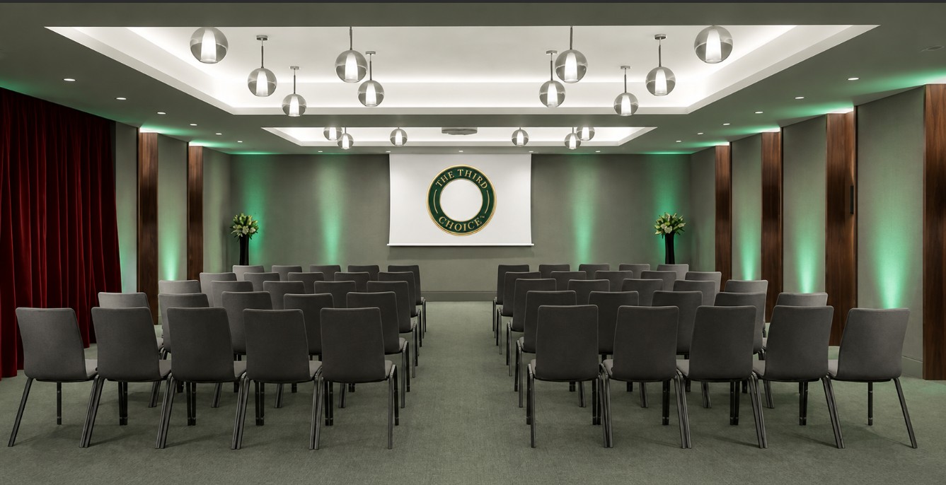 Elegant event room prepared for The Third Choice experience